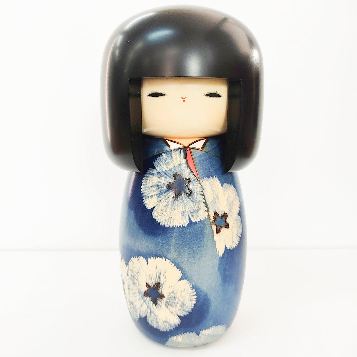 Japanese-themed Blue Kokeshi Doll Sunset Pencil Case