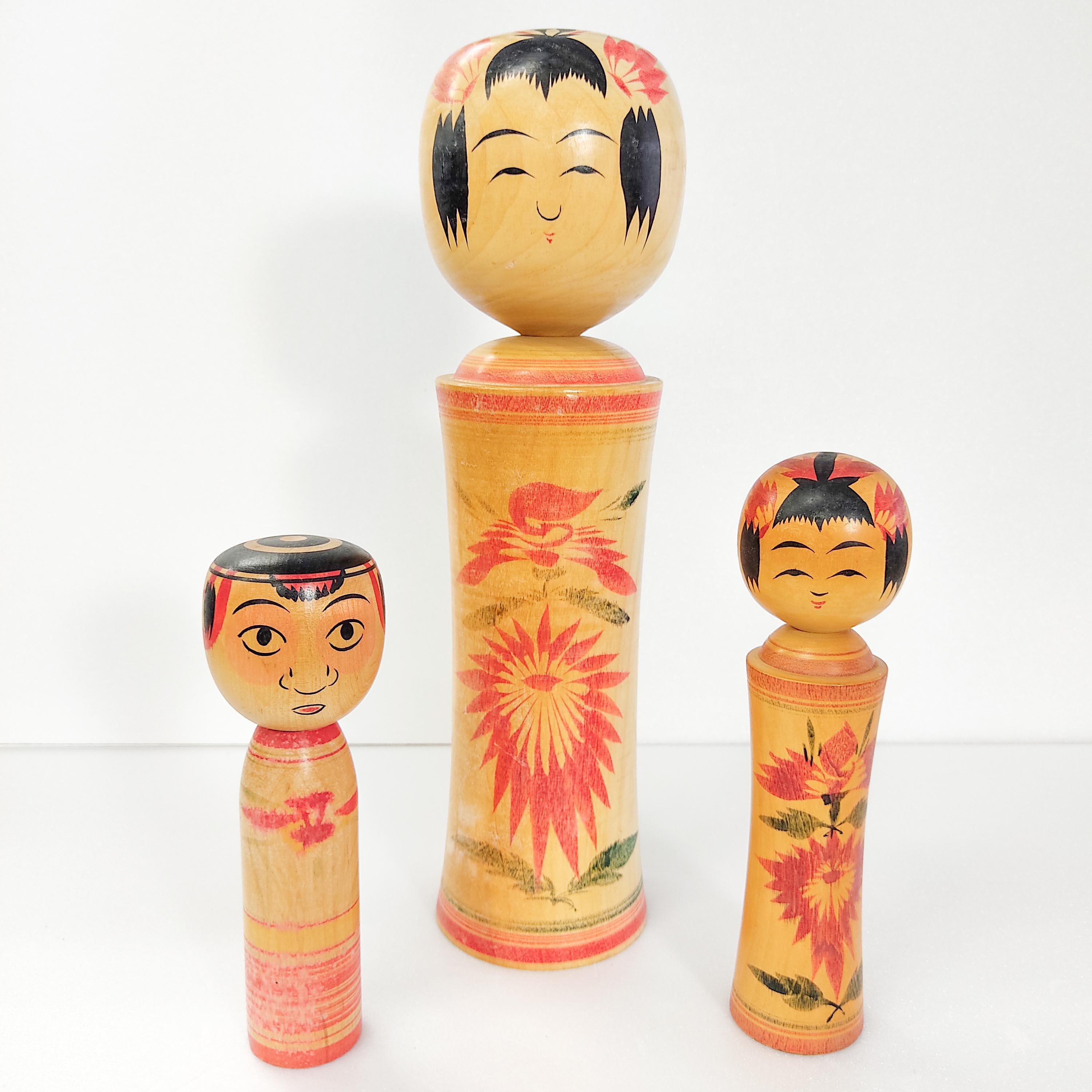 Traditional Style Vintage Japanese Kokeshi Wooden Dolls sold